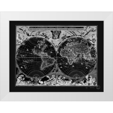 Antique World Map White Modern Wood Framed Art Print by Adam Shaw Cartography