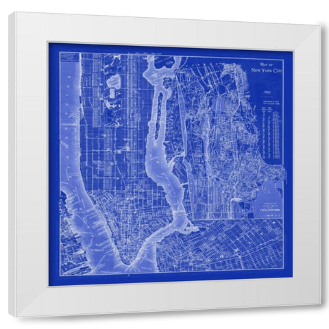 NYC Blueprint White Modern Wood Framed Art Print by Adam Shaw Cartography