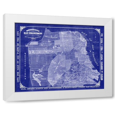 San Francisco Blueprint White Modern Wood Framed Art Print by Adam Shaw Cartography