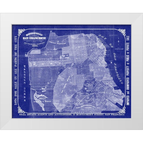 San Francisco Blueprint White Modern Wood Framed Art Print by Adam Shaw Cartography