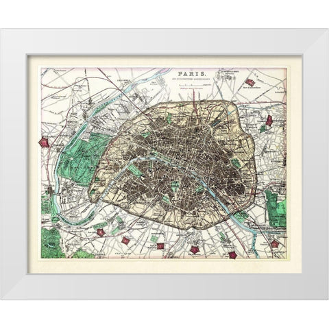 Paris Vintage White Modern Wood Framed Art Print by Adam Shaw Cartography