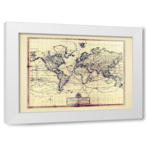 New Chart OF The World White Modern Wood Framed Art Print by Adam Shaw Cartography