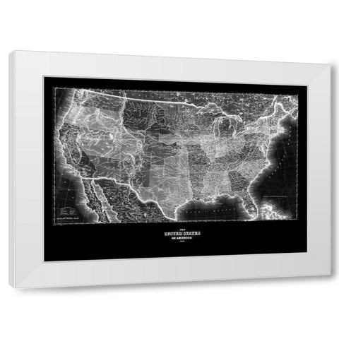 United States 1853 White Modern Wood Framed Art Print by Adam Shaw Cartography