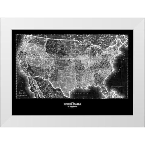 United States 1853 White Modern Wood Framed Art Print by Adam Shaw Cartography