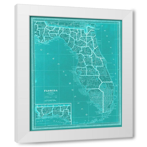 State of Florida Map White Modern Wood Framed Art Print by Adam Shaw Cartography