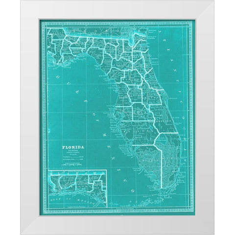 State of Florida Map White Modern Wood Framed Art Print by Adam Shaw Cartography