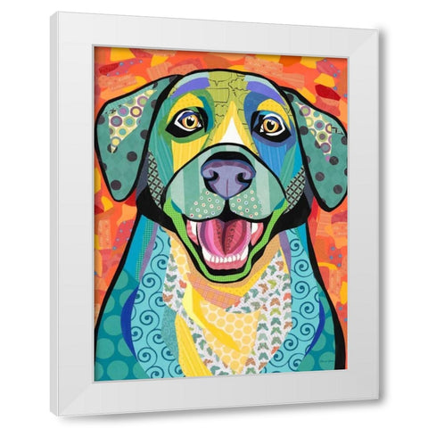 Happy Lab White Modern Wood Framed Art Print by Paper Pictures By Laura
