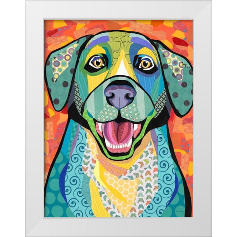 Happy Lab White Modern Wood Framed Art Print by Paper Pictures By Laura