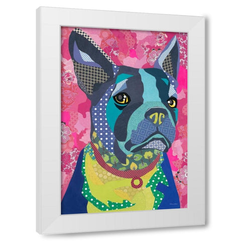 Boston Blue White Modern Wood Framed Art Print by Paper Pictures By Laura