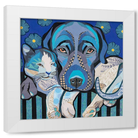 Purrfect Pillow White Modern Wood Framed Art Print by Paper Pictures by Laura