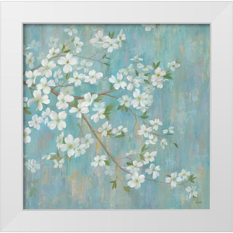Gold Leaf Blossom Branch Panel White Modern Wood Framed Art Print by Ng, Crystal