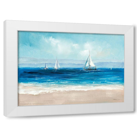Sailing By White Modern Wood Framed Art Print by Key