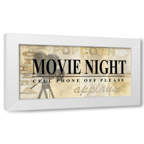 Movie Night White Modern Wood Framed Art Print by Z Studio