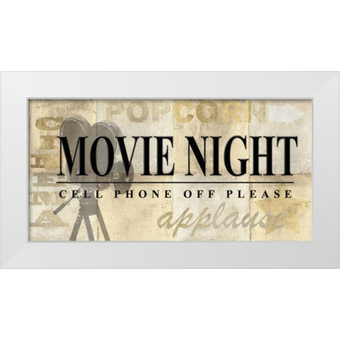 Movie Night White Modern Wood Framed Art Print by Z Studio