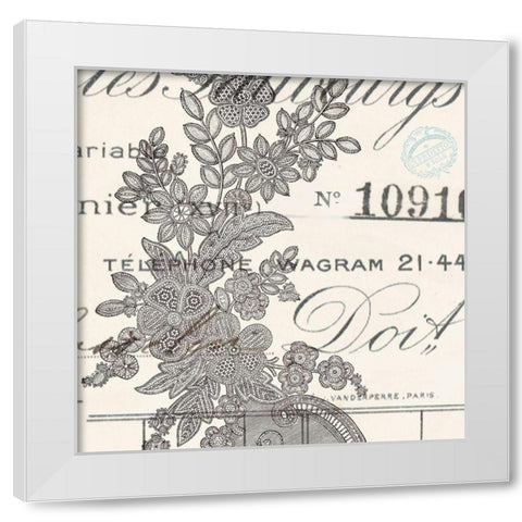 Literary Lace 1 White Modern Wood Framed Art Print by Z Studio