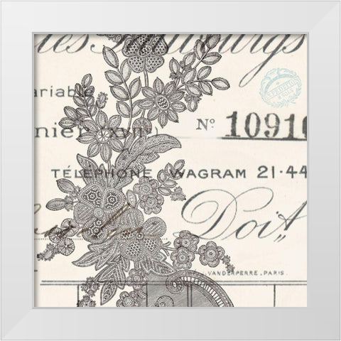 Literary Lace 1 White Modern Wood Framed Art Print by Z Studio