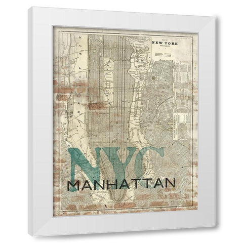 Reclaimed NYC Map White Modern Wood Framed Art Print by Z Studio