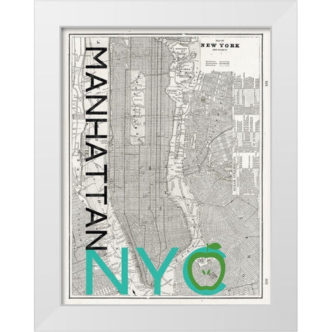 Mid Century NYC Map White Modern Wood Framed Art Print by Z Studio