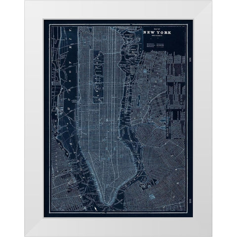 NYC Blues White Modern Wood Framed Art Print by Z Studio