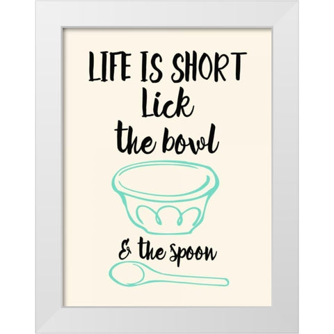 Lick The Bowl and The Spoon White Modern Wood Framed Art Print by Z Studio