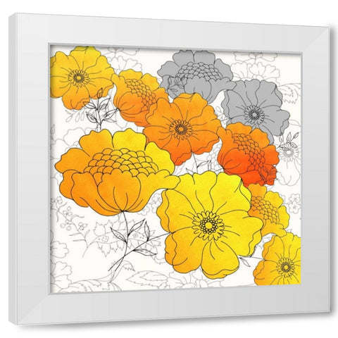 Groovy Floral Wallpaper White Modern Wood Framed Art Print by Z Studio