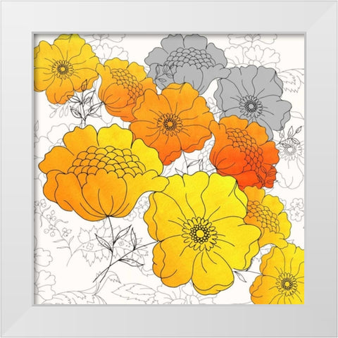 Groovy Floral Wallpaper White Modern Wood Framed Art Print by Z Studio