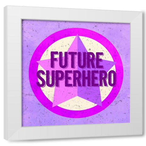 Furture Superhero Pink White Modern Wood Framed Art Print by Z Studio