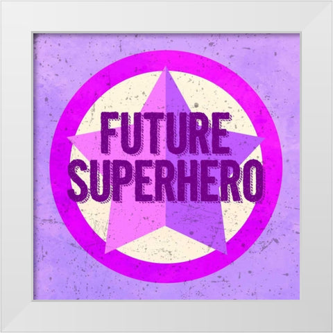 Furture Superhero Pink White Modern Wood Framed Art Print by Z Studio
