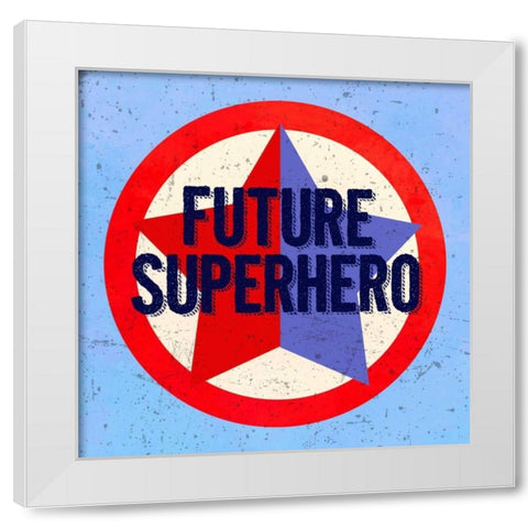 Future Superhero White Modern Wood Framed Art Print by Z Studio