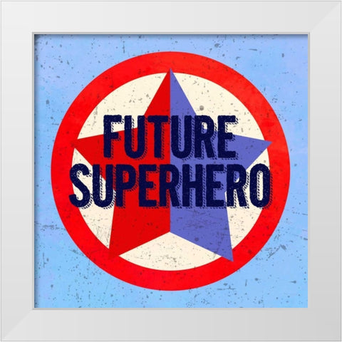Future Superhero White Modern Wood Framed Art Print by Z Studio