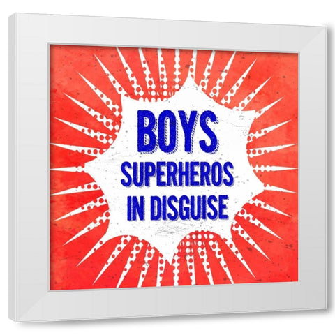 Boys, Superheros in Disguise White Modern Wood Framed Art Print by Z Studio