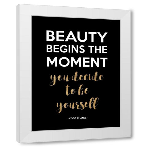Be Yourself, Gold White Modern Wood Framed Art Print by Z Studio