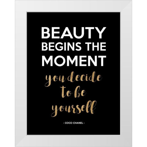 Be Yourself, Gold White Modern Wood Framed Art Print by Z Studio