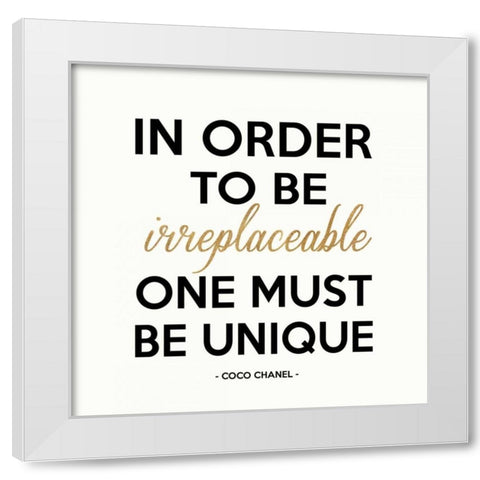 Be Unique, Gold White Modern Wood Framed Art Print by Z Studio