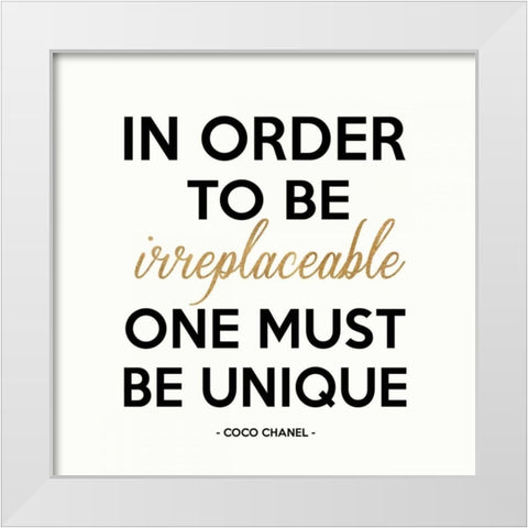 Be Unique, Gold White Modern Wood Framed Art Print by Z Studio