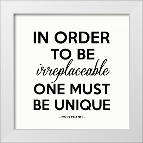 One Must Be Unique White Modern Wood Framed Art Print by Z Studio
