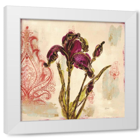 Iris Paisley 1 White Modern Wood Framed Art Print by Dos Santos, Bella