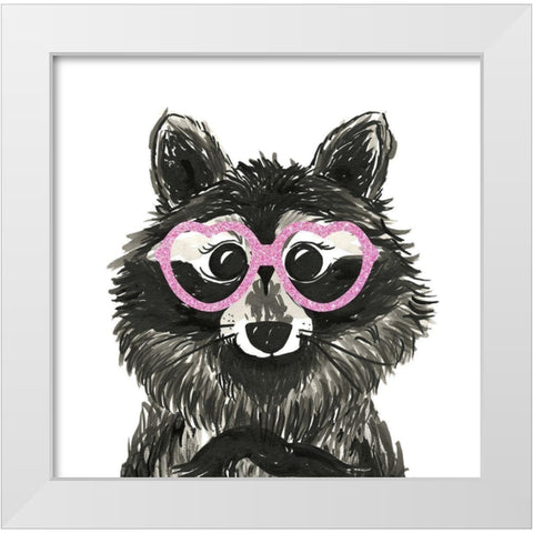 Ravishing Raccoon White Modern Wood Framed Art Print by Dos Santos, Bella