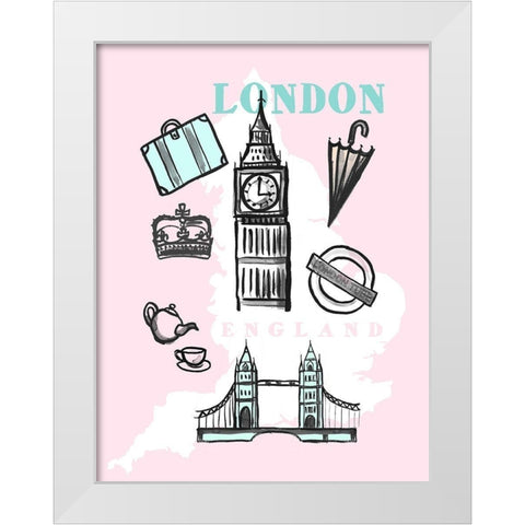 Pastel London White Modern Wood Framed Art Print by Dos Santos, Bella
