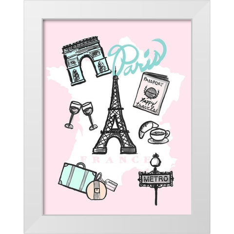 Pastel Paris White Modern Wood Framed Art Print by Dos Santos, Bella