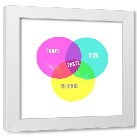 Venn Party Diagram White Modern Wood Framed Art Print by Dos Santos, Bella