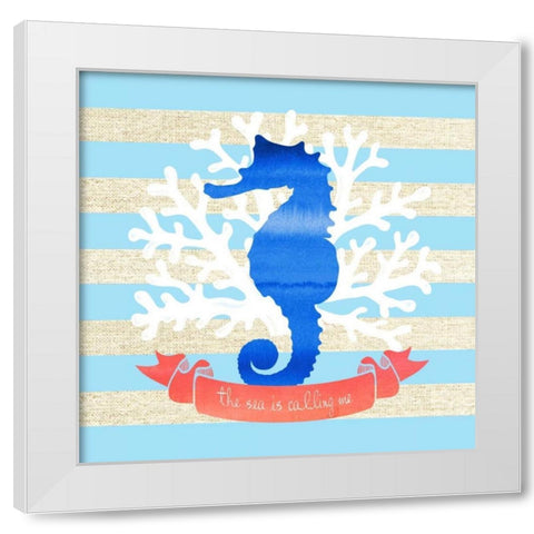 The Sea is Calling White Modern Wood Framed Art Print by Dos Santos, Bella