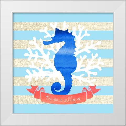 The Sea is Calling White Modern Wood Framed Art Print by Dos Santos, Bella