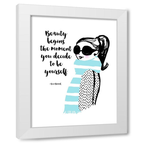 Decide To Be Yourself White Modern Wood Framed Art Print by Dos Santos, Bella