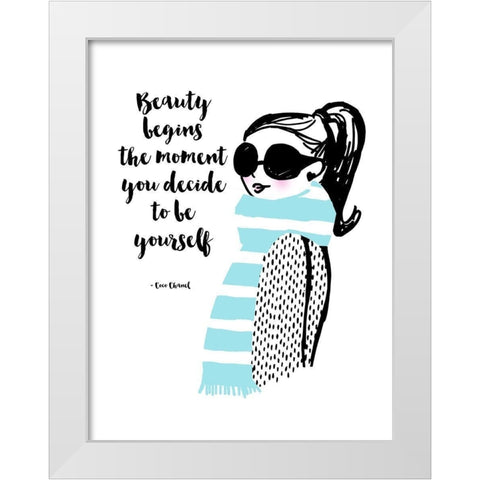 Decide To Be Yourself White Modern Wood Framed Art Print by Dos Santos, Bella