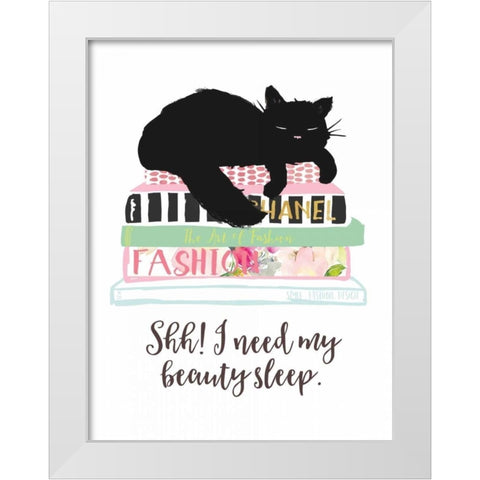 Beauty Sleep White Modern Wood Framed Art Print by Dos Santos, Bella