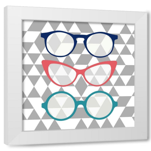 Fashion Glasses White Modern Wood Framed Art Print by Dos Santos, Bella