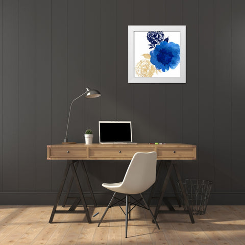 Happy Garden Blue White Modern Wood Framed Art Print by Dos Santos, Bella