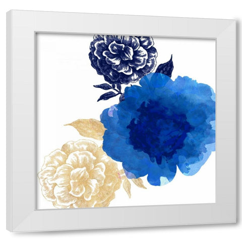 Happy Garden Blue White Modern Wood Framed Art Print by Dos Santos, Bella