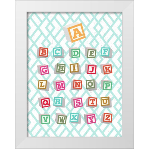 Alphabet Blocks White Modern Wood Framed Art Print by Dos Santos, Bella